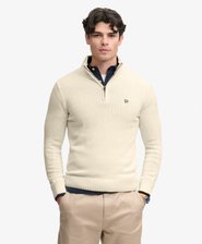 Strickpullover mit Halbrei&szlig;verschluss und schmaler Passform