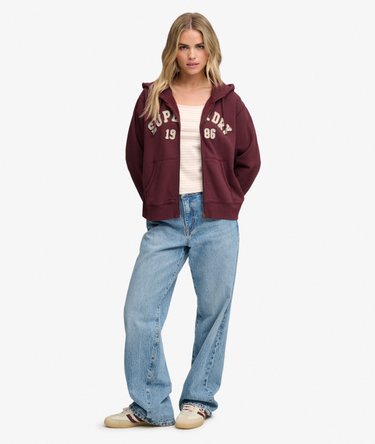 Athletic Essential Relaxed Crop Zip Hoodie Image 3