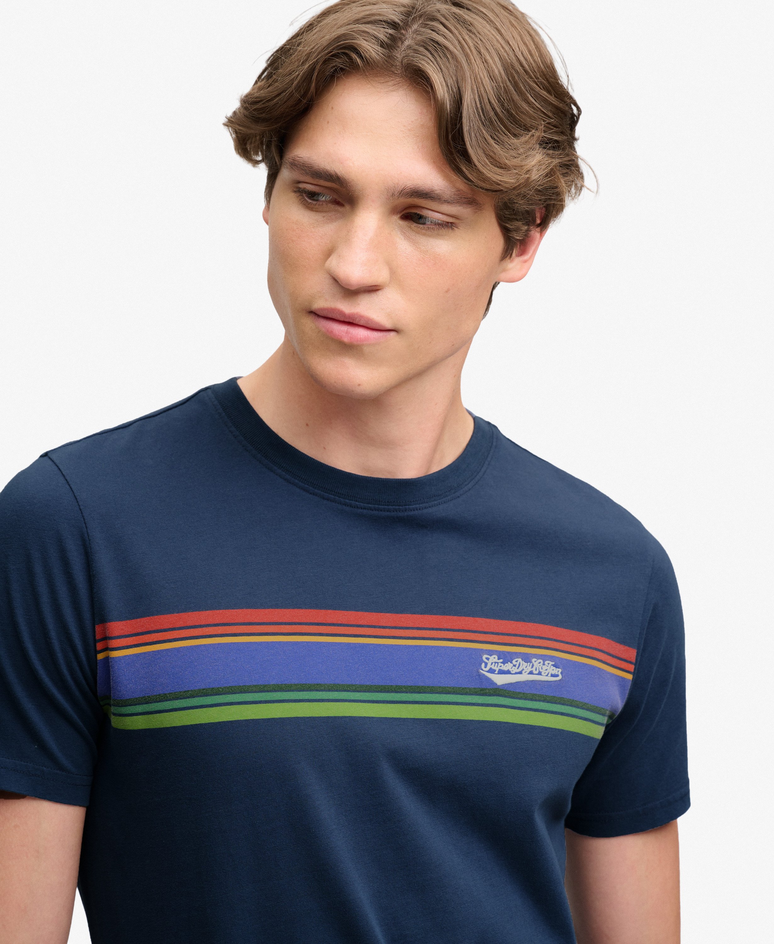 mens Outdoor Stripe Logo Relaxed T-Shirt in CLASSIC NAVY | Superdry US