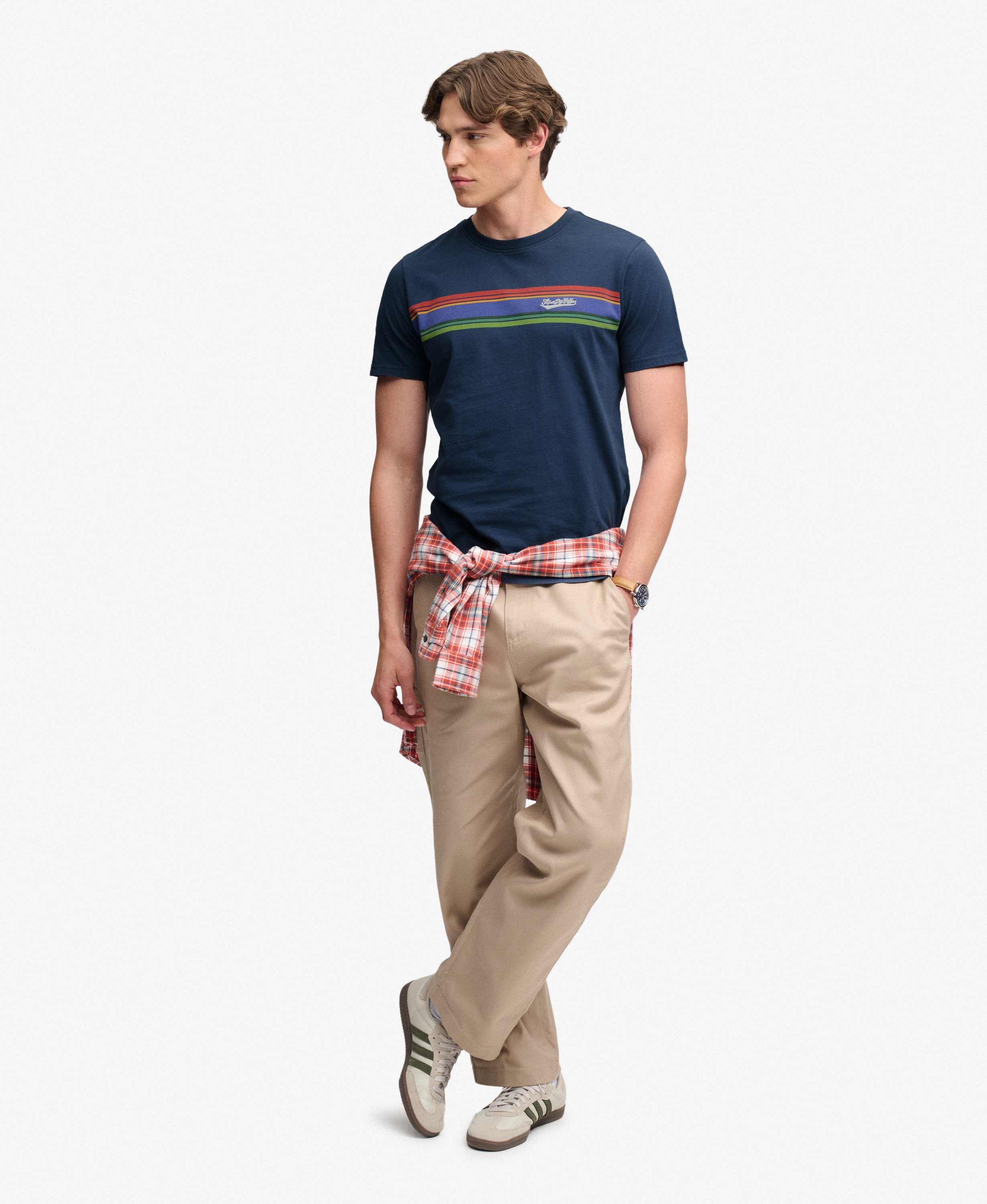 mens Outdoor Stripe Logo Relaxed T-Shirt in CLASSIC NAVY | Superdry US