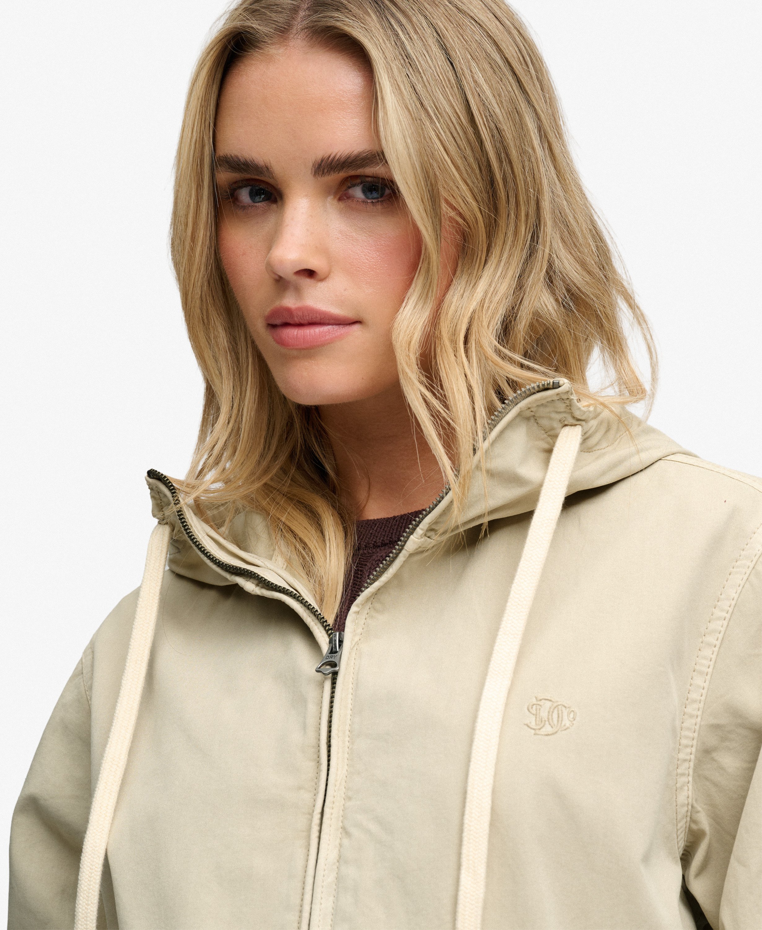 womens Hooded Washed Twill Jacket in Peyote Beige | Superdry UK