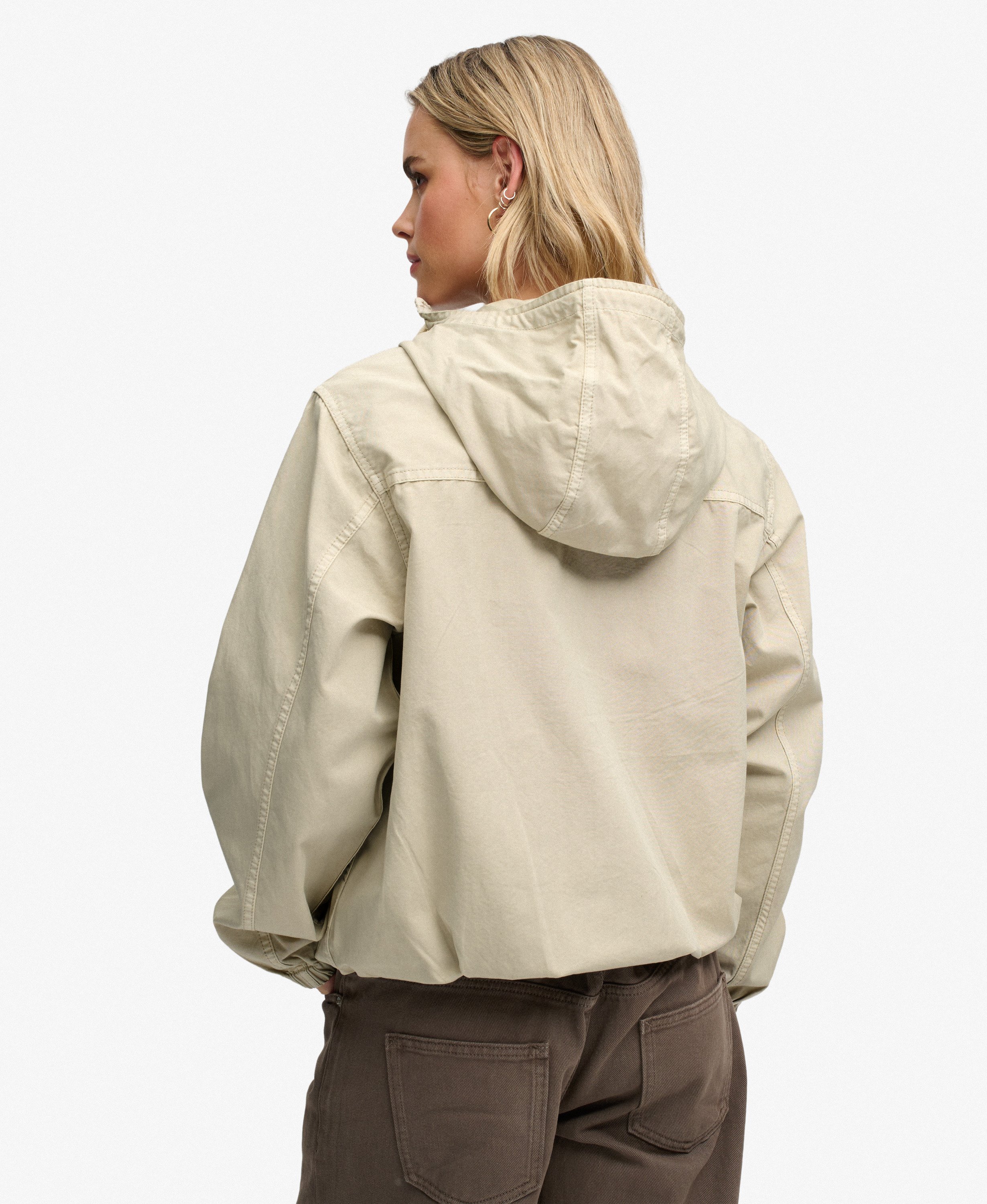 womens Hooded Washed Twill Jacket in Peyote Beige | Superdry UK