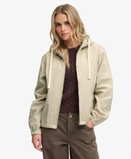 Veste &agrave; capuche en twill lav&eacute;