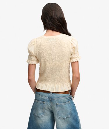 Short Sleeve Smocked Top Image 4