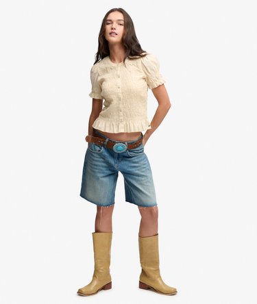 Short Sleeve Smocked Top Image 2