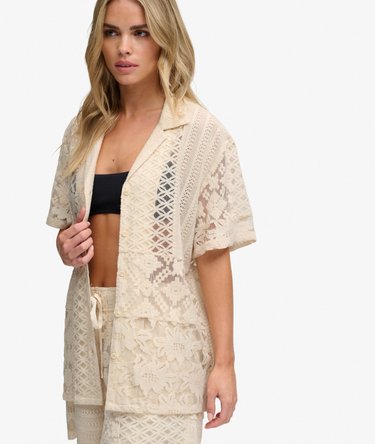 Lace Patchwork Beach Resort Shirt Image 2