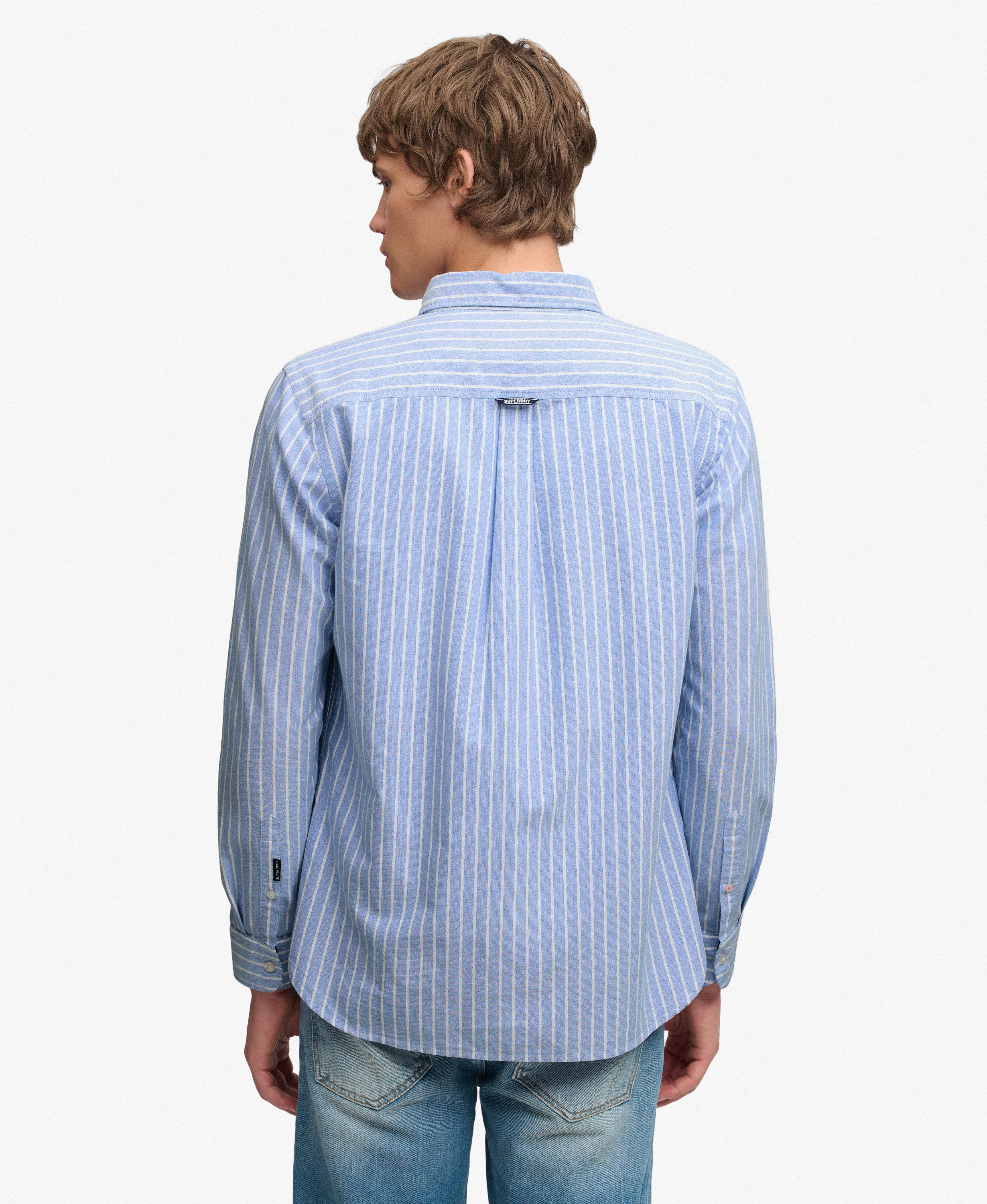 mens Classic Oxford Long Sleeve Shirt in BROKER BLUE STRIPE