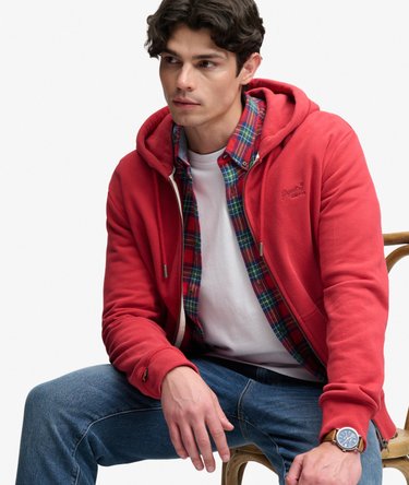 Essential Logo Half Brushed Zip Hoodie Image 3