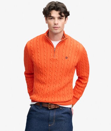 Pull Preppy Cotton Cable Half Zip coupe ajust&eacute;e Image 1