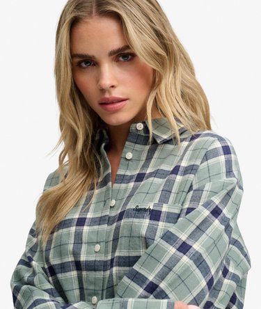 Check Flannel Relaxed Shirt Image 4