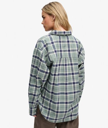 Check Flannel Relaxed Shirt Image 5