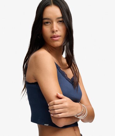 Essential Lace Trim Cropped Cami Top Image 2