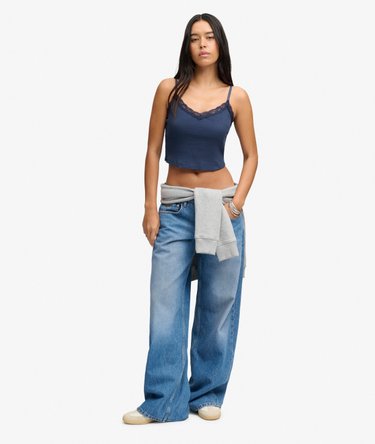 Essential Lace Trim Cropped Cami Top Image 3