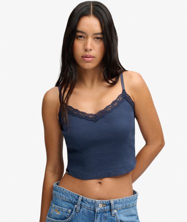 Essential Lace Trim Cropped Cami Top Image 1