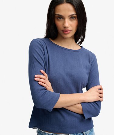 Athletic Essentials Pointelle Half Sleeve Top Image 4