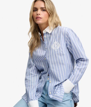 Poplin Langarmhemd mit Streifenmanschetten Image 2