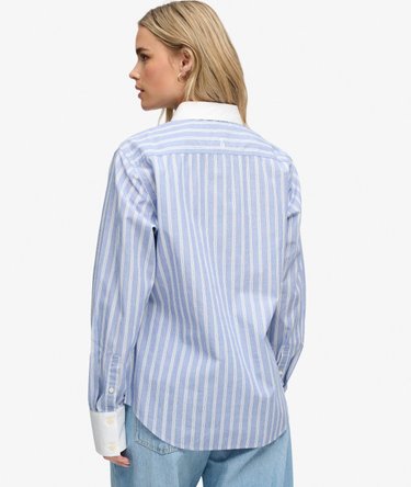 Poplin Langarmhemd mit Streifenmanschetten Image 5