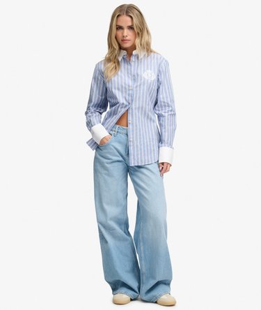 Poplin Langarmhemd mit Streifenmanschetten Image 3