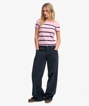 Athletic Off Shoulder Pattern Top Image 3