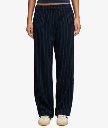 Mid Rise Pinstripe Trousers Image 3
