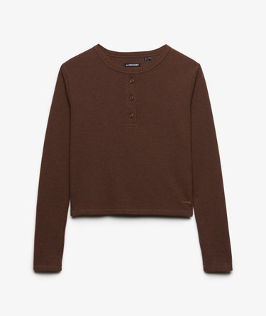 Athletic Essential Waffle Button Long Sleeve Top Image 7