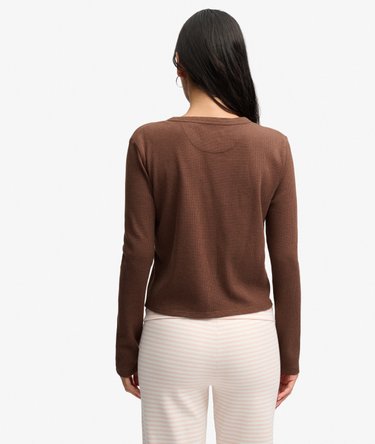 Athletic Essential Waffle Button Long Sleeve Top Image 5