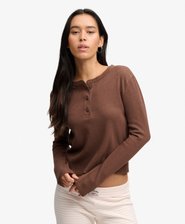 Athletic Essential Waffle Button Long Sleeve Top