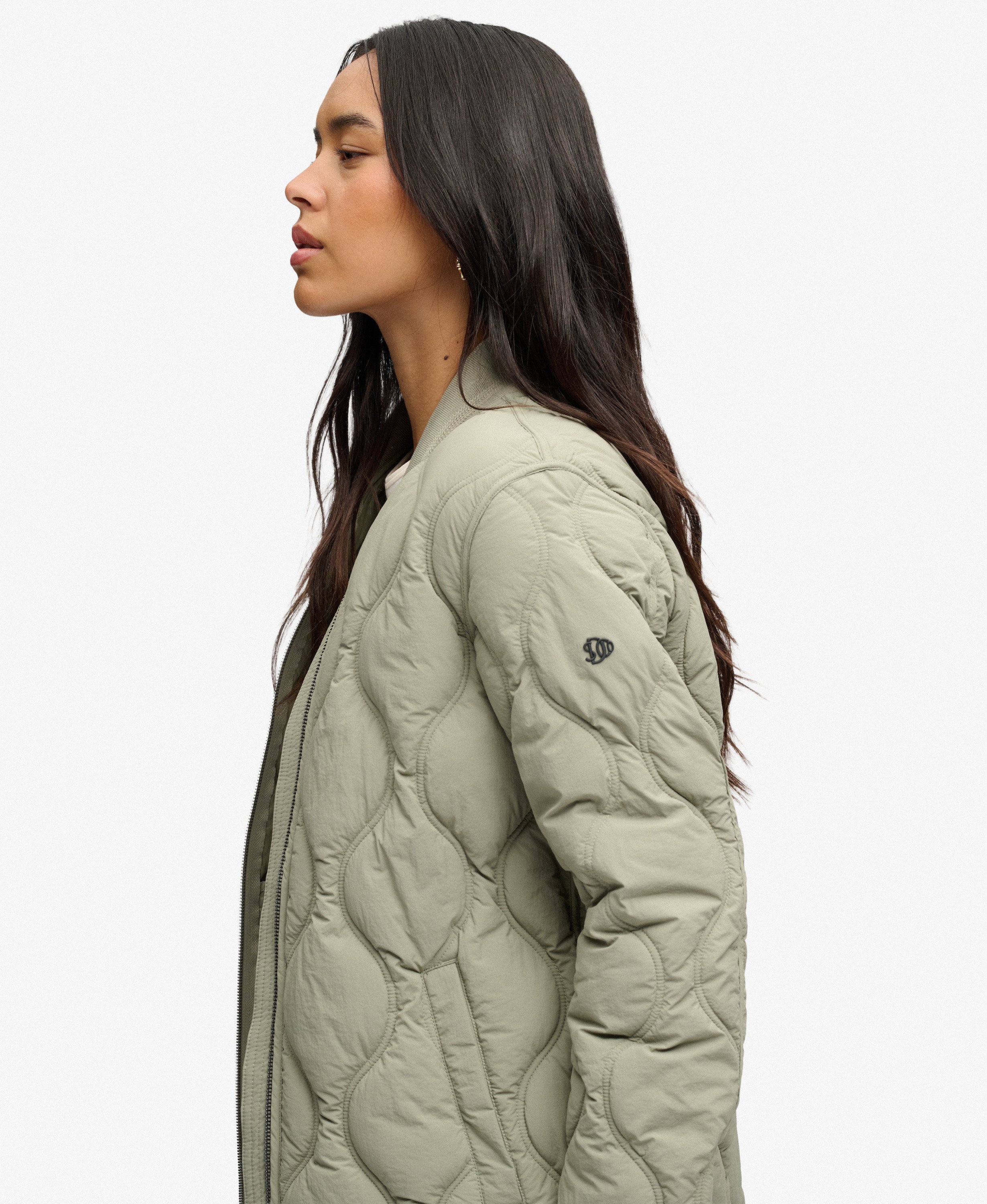 HOWL ONION QUILT JACKET GREY Lサイズ womens Longline Onion Quilt Liner Jacket in Light Khaki Green
