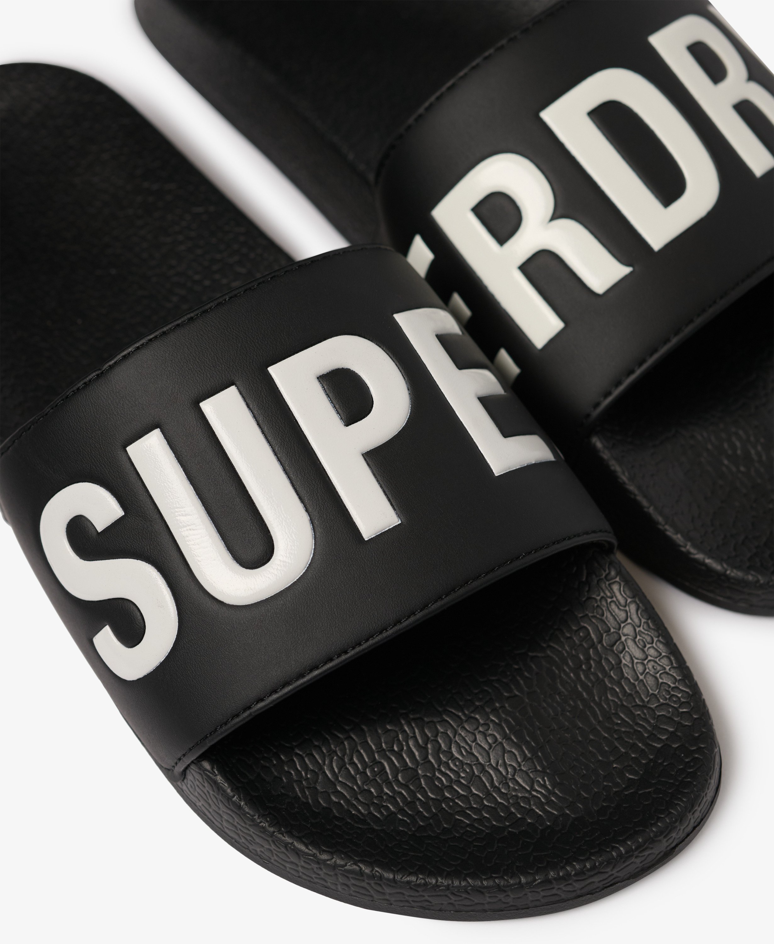 mens Superdry Pool Sliders in BLACK/WHITE | Superdry UK