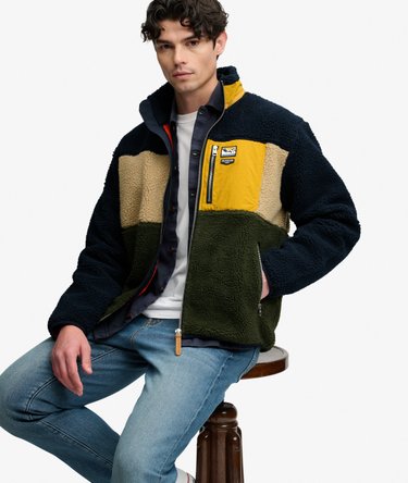 Colour Block Retro Zip Fleece Image 2
