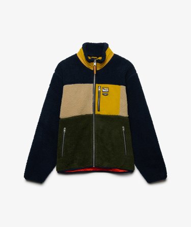 Colour Block Retro Zip Fleece Image 8