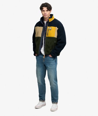 Colour Block Retro Zip Fleece Image 3