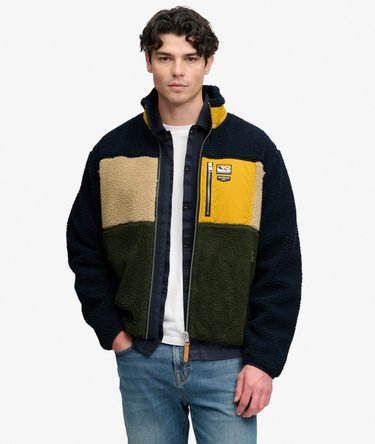 Colour Block Retro Zip Fleece Image 1