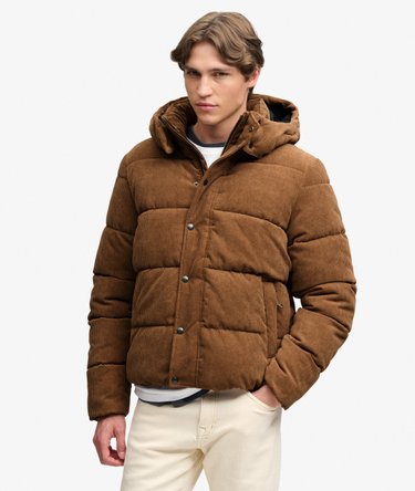 Premium Hooded Cord Puffer Jacket Image 5