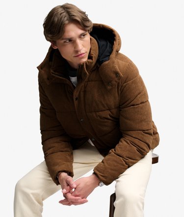 Premium Hooded Cord Puffer Jacket Image 2