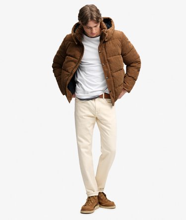 Premium Hooded Cord Puffer Jacket Image 3