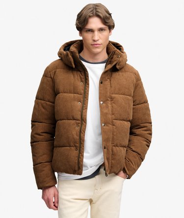 Premium Hooded Cord Puffer Jacket Image 1