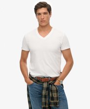 Essential Logo T-Shirt aus Bio-Baumwolle mit V-Ausschnitt