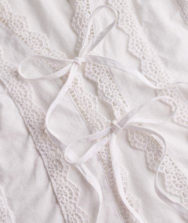 Lace Trim Tie Blouse Image 6