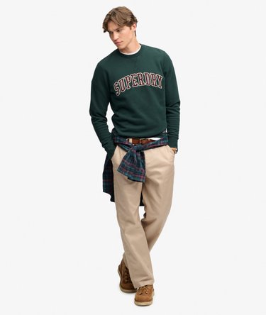 Athletic Applique Relaxed Crew Sweatshirt Image 3