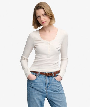 Athletic Button Down Long Sleeve Top Image 1