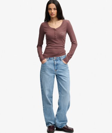 Athletic Button Down Long Sleeve Top Image 3