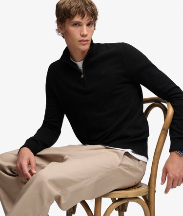 Essential Lightweight Wool Blend Half Zip Jumper Image 2