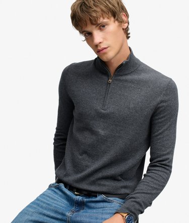 Essential Lightweight Wool Blend Half Zip Jumper Image 2