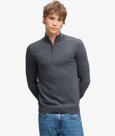 Essential Lightweight Wool Blend Half Zip Jumper Image 1