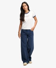 Pantalon en Velours C&ocirc;tel&eacute; Baggy Taille Moyenne