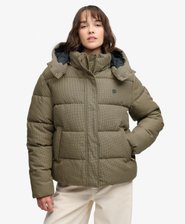 Giacca Puffer a Quadri con Cappuccio Premium