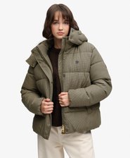 Giacca Puffer a Quadri con Cappuccio Premium