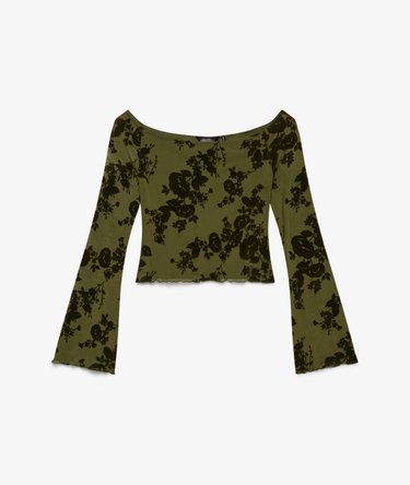 Flocked Mesh Long Sleeve Top Image 6
