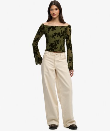 Flocked Mesh Long Sleeve Top Image 3